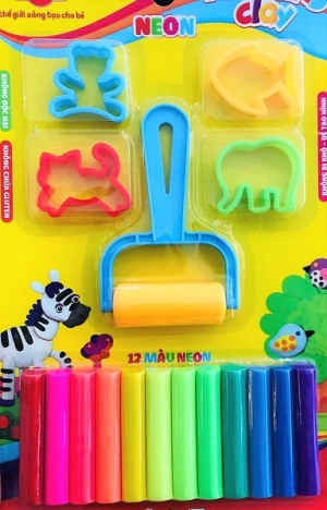 Sáp nặn Neon Star kids 200g (12 màu và 5 dụng cụ)