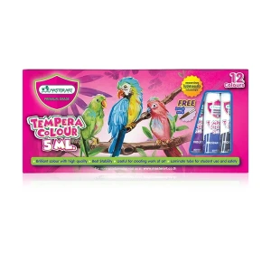 Vỉ màu nước Tempera Masterart 12 màu kèm cọ (5ml/tuýp)
