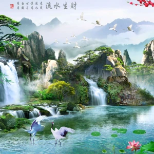 Gạch tranh 3D in theo yêu cầu chủ đề sơn thủy