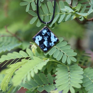 Dây chuyền họa pháp lam - Bạc đốm xanh dương - VIEN13