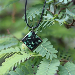 Dây chuyền họa pháp lam - Bạc đốm xanh lá - VIEN12