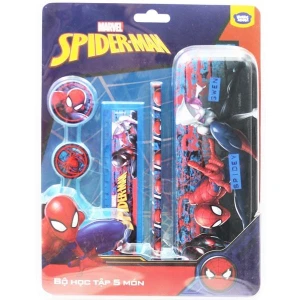 Bộ Dụng Cụ Học Tập 5 Món Kèm Hộp Bút Marvel Spider-Man - HooHooHaHa VPH13-1401