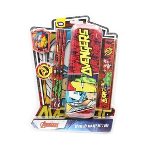 Bộ Dụng Cụ Học Tập 7 Món Kèm Hộp Bút Marvel Avengers - HooHooHaHa VPH12-1202