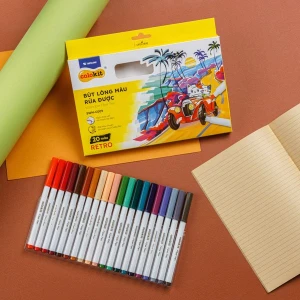 Bộ bút lông 20 màu Retro rửa được Fiber Pen Thiên Long SWM-C009
