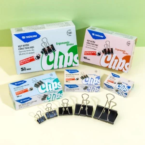 Hộp 12 kẹp bướm công thái học Thiên Long - Ergonomic Binder Clips - Lực bấm nhẹ hơn