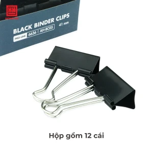 Kẹp bướm, kẹp giấy đen Hồng Hà 41mm (hộp 12 chiếc) - 6636