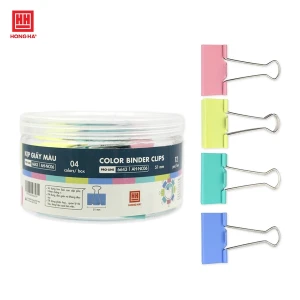 Kẹp bướm, kẹp giấy màu Hồng Hà 51mm (hộp 12 chiếc) - 6643