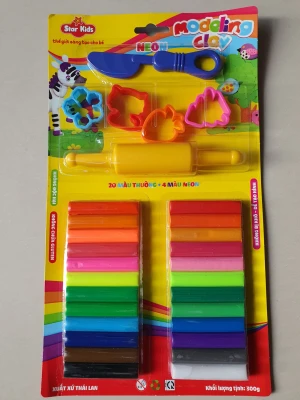 Đất nặn Star Kids 300g 24 màu 5 dụng cụ