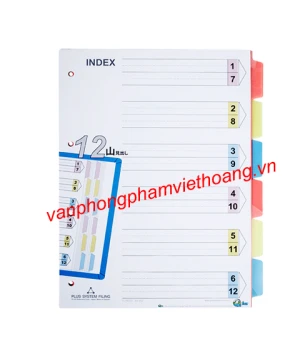 Chia file nhựa 12 màu Plus INDEX 85-V02