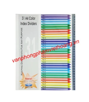 Chia file nhựa 31 màu Trà My (có số 1-31)