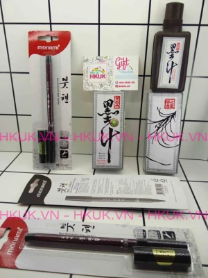 [BÁN THEO SET] Set mực nho + bút lông Monami viết thư pháp có thể thay cho ngòi brush ( kèm ống ruột mực )