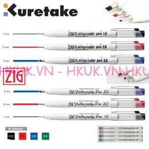 Bút Calligraphy pen - waterbased ink by Zig Kuretake- bán theo set, 1 set có 4 cây khác màu cùng size