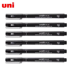Bút line viền đi nét Unipin set 6 cây đủ ngòi kháng nước, Uni pin fine line water and fade proof, pigment ink