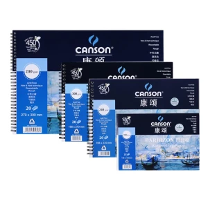 HKUK 200 gram - 16k (195x270) - Canson Barbizon acid free - watercolour paper - vân rough - gáy xoắn - giấy dành cho màu nước