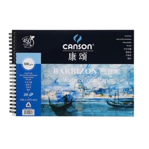 HKUK 300 gram - 8k (270x390) - Canson Barbizon acid free - watercolour paper - vân rough - gáy keo - giấy dành cho màu nước