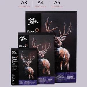 HKUK - Giấy đen vẽ phấn tiên, định lượng 140gram 25 tờ A4