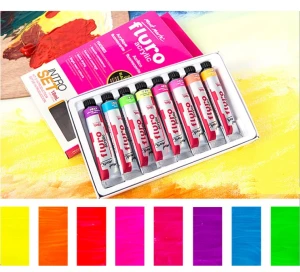 HKUK Màu Acrylic Fluro Mont Marte Tone Neon set 8 màu tuýp dung tích 18ml
