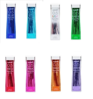 [ HKUK ] Ngòi chì kim màu Uni Nano Dia Color 0.5 - Shop có đủ màu + màu mix - Note lại cho shop lấy màu gì