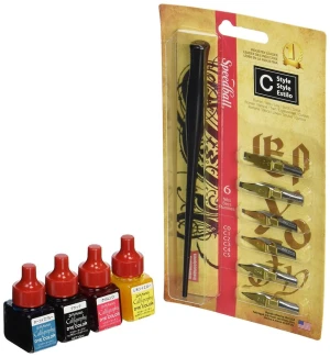 HKUK Set Bút Calligraphy Speedball 6 ngòi Tặng kèm 4 lọ mực Martins