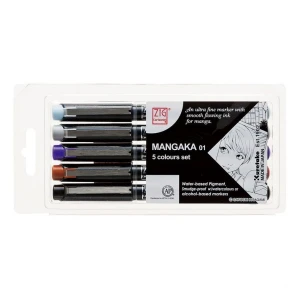 [ HKUK ] Set Line 5 màu viền MANGAKA 01 hãng Zig Kuretake - made in Japan