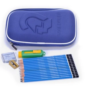 [ HKUK ] SET STAEDTLER CƠ BẢN DÀNH CHO SKETCH TRUYỀN THẦN gồm 14 cây chì + 1 gọt sắt + 1 tẩy sét + 1 tẩy gạt + 1 bao đựng