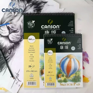 HKUK - Sổ , tập giấy vẽ màu chì Canson sketch pad gáy lò xo 160gr/ 20 trang A4