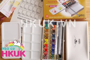 Holbein HPN Palm Box - half pan colors with Brush