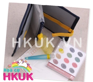 Kuretake Zig mini set 12 màu kèm waterbrush + ống đựng nước + bao đựng