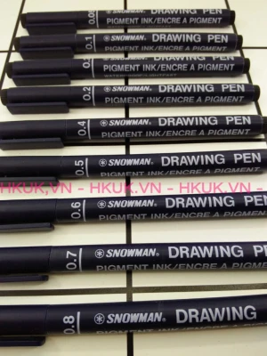 Line đen Snowman chống nước - khô nhanh - made in Japan - set 9 cây