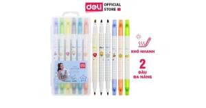 Bút dấu dòng 2 đầu 6 màu S606 (Deli)