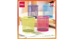 Cốc cắm bút kim loại nhiều màu (91x98mm) 9153 (Deli)