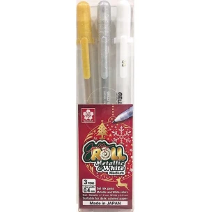 Bộ bút Gel SAKURA - SAKURA Gelly Roll 'Set 3 pens' - White Metallic Gold Metallic Silver
