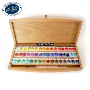Bộ màu nước WHITE NIGHTS 48 màu (Hộp gỗ Đào cao cấp Cọ lông Sóc chuyên nghiệp)