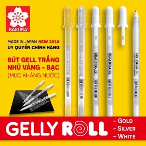 Bút Gel SAKURA Trắng, Vàng, Bạc - SAKURA Gelly Roll White, Gold, Silver