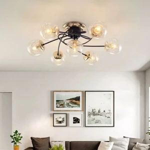 Đèn chùm ốp trần trang trí phòng khách nhỏ 7 bóng D620mm EC-C92/6 1