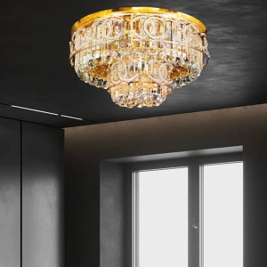 Đèn chùm pha lê ốp sát trần phòng khách sang trọng D600mm HP-MLF616