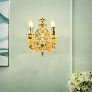 Đèn gắn tường đồng tay nến trang trí phòng khách D245mm AN-VĐ2062/2