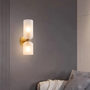 Đèn gắn tường hiện đại chao thủy tinh 2 đầu trang trí H340mm DC-VK113