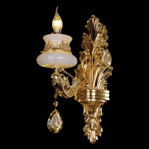 Đèn gắn tường kiểu nến cổ điển phòng khách chao bạch ngọc EC-V817