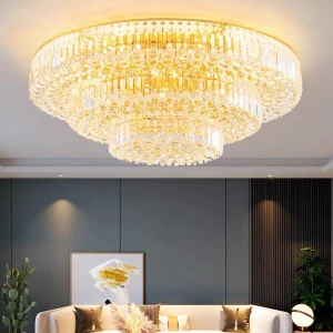 Đèn mâm pha lê ốp trần phòng khách sang trọng D1000mm HP-MLF85066T