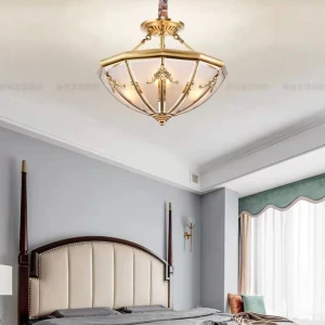 Đèn thả đồng chao thủy tinh treo phòng khách, bàn ăn D450mm DR-NB0097