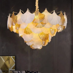Đèn thả trang trí nhà phố, lá thủy tinh hình vỏ sò D800mm DR-NC8870B