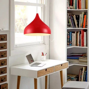 Đèn thả trang trí quán cafe chao nhôm sơn màu đỏ D330mm VA-T8110A