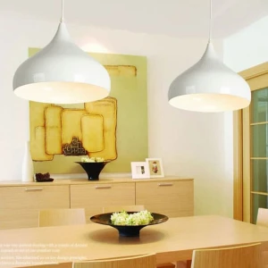 Đèn thả trang trí quán cafe chao nhôm sơn màu trắng D330mm VA-T8110C