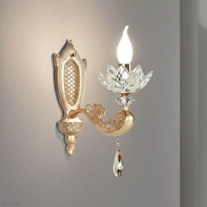 Đèn tường chao thủy tinh nến phòng khách, khách sạn H330mm DR-V9903/1