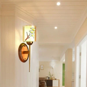 Đèn tường kiểu cổ điển chao thủy tinh có hoa văn sang trọng HP-VK4662