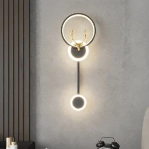 Đèn tường led hiện đại thân đen có hình đầu linh dương H480mm AN-V8249