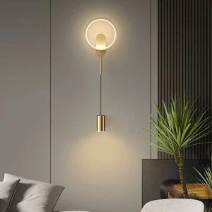 Đèn tường led hiện đại thân vàng có chiếu hướng xuống H470mm AN-V8250