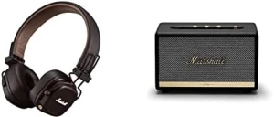 Tai nghe Bluetooth Marshall Major IV và Loa Bluetooth màu nâu & Acton II Đen