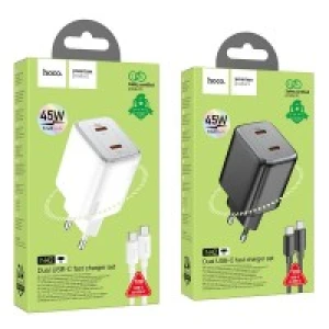 Bộ sạc nhanh Hoco N42 45W (2 Cổng kèm cáp Type-C)